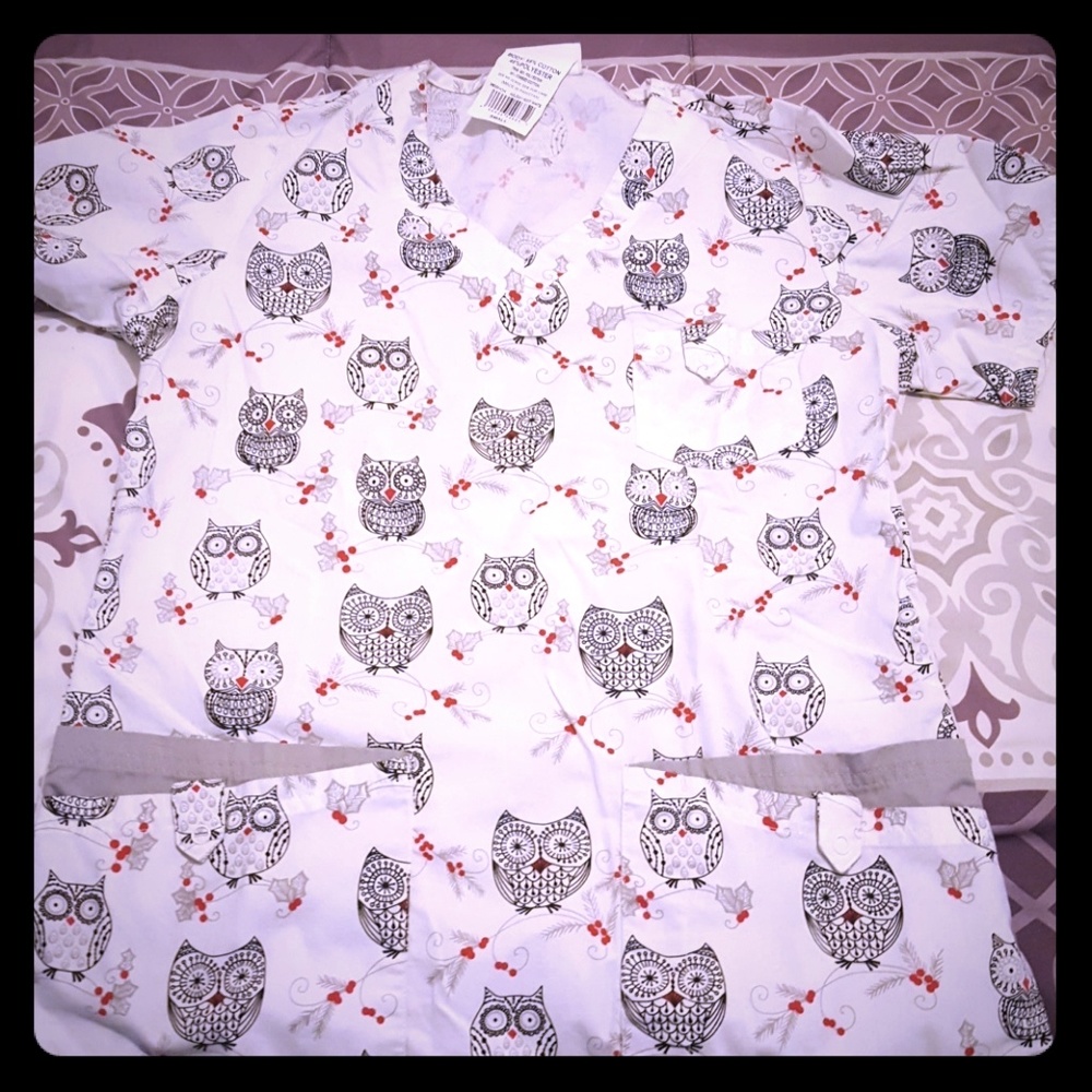 Cute owl scrub top